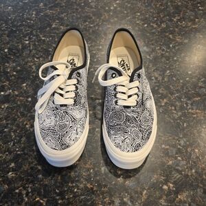 Vans Black and White Paisley Sneakers